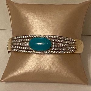 ROSS-SIMONS BRACELET HINGED BANGLE GOLD VERMEIL 925 STERLING SILVER TURQUOISE